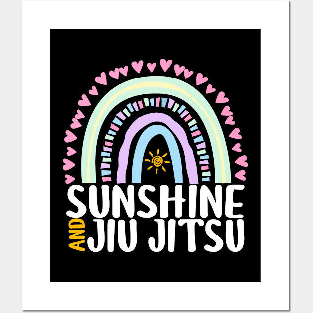 Sunshine and Jiu Jitsu Cute Rainbow Graphic for Womens Kids Girls Wall Art by ChadPill